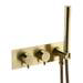 Arezzo Brushed Brass Round Shower System (Fixed Head, Handset + Integrated Parking Bracket) profile small image view 2 
