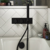 Arezzo Matt Black Round Concealed Thermostatic Shower Valve w. Handset + Freeflow Bath Filler profile small image view 1 