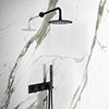 Arezzo Matt Black Round Shower System (Fixed Head, Handset + Integrated Parking Bracket) profile small image view 1 