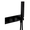 Arezzo Matt Black Square Wall Mounted Thermostatic Shower Valve with Handset profile small image view 1 