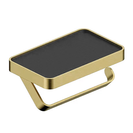 Arezzo Toilet Roll Holder with Shelf Brushed Brass