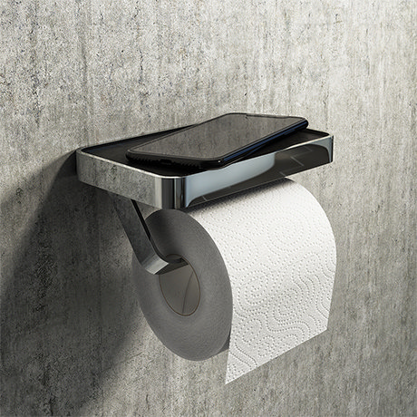 Arezzo Toilet Roll Holder with Shelf - Chrome