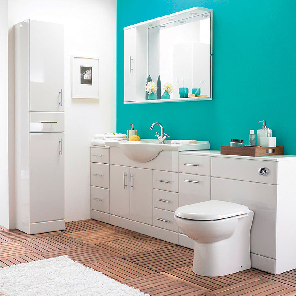 Alaska High Gloss White 6 Piece Vanity Unit Bathroom Suite ...