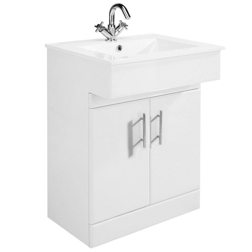 Alaska High Gloss White Vanity Unit with Ceramic Basin W610 x D330mm ...