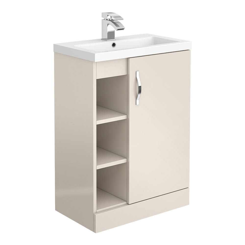 Apollo2 605mm Gloss Cashmere Open Shelf Floor Standing Vanity Unit
