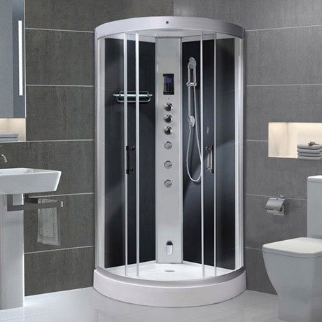 AquaLusso - Alto 95 - 950 x 950mm Quadrant Steam Shower - Carbon Black ...