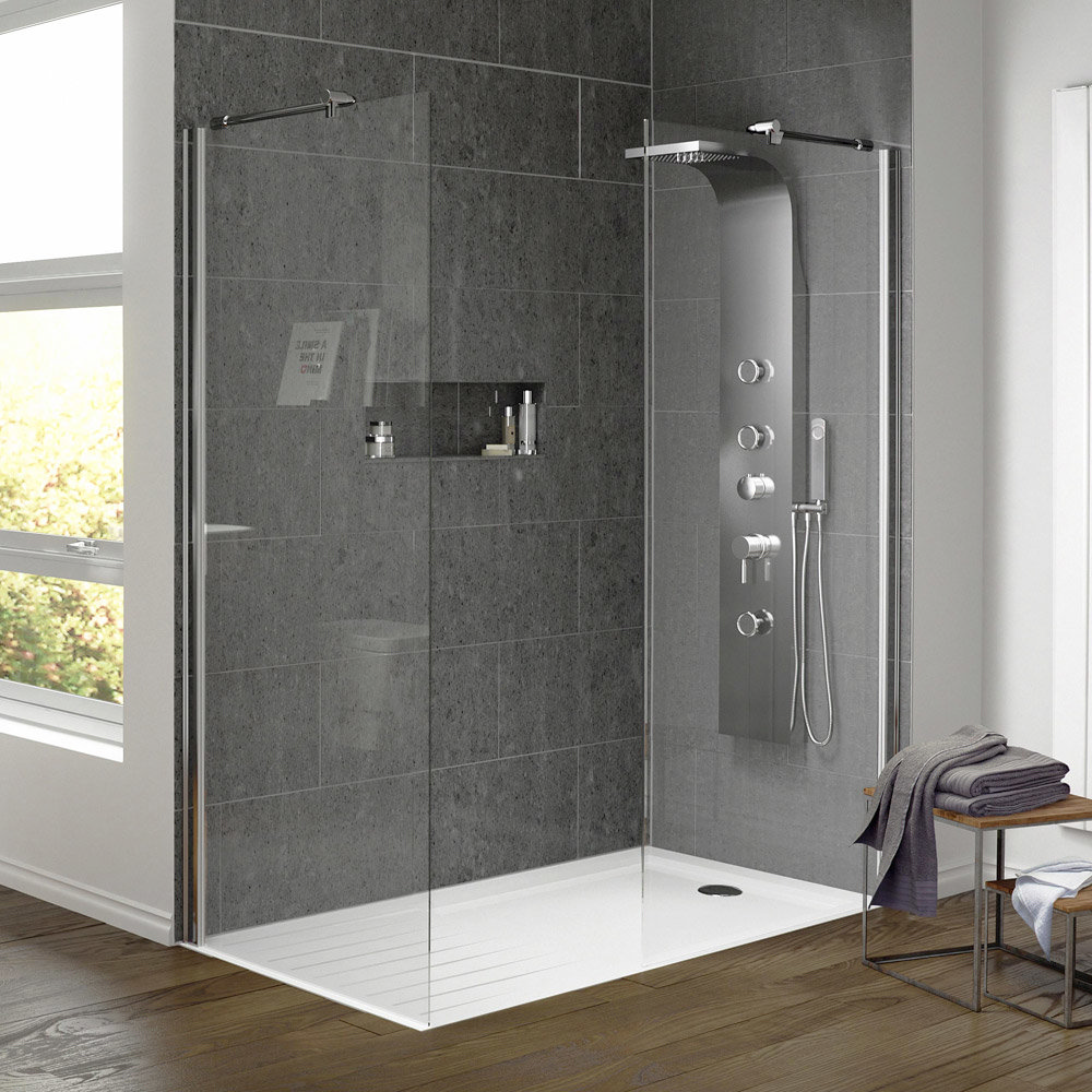 Aspen Walk In Shower Enclosure With Side Panel 8mm Tray 1400 X 900mm L 