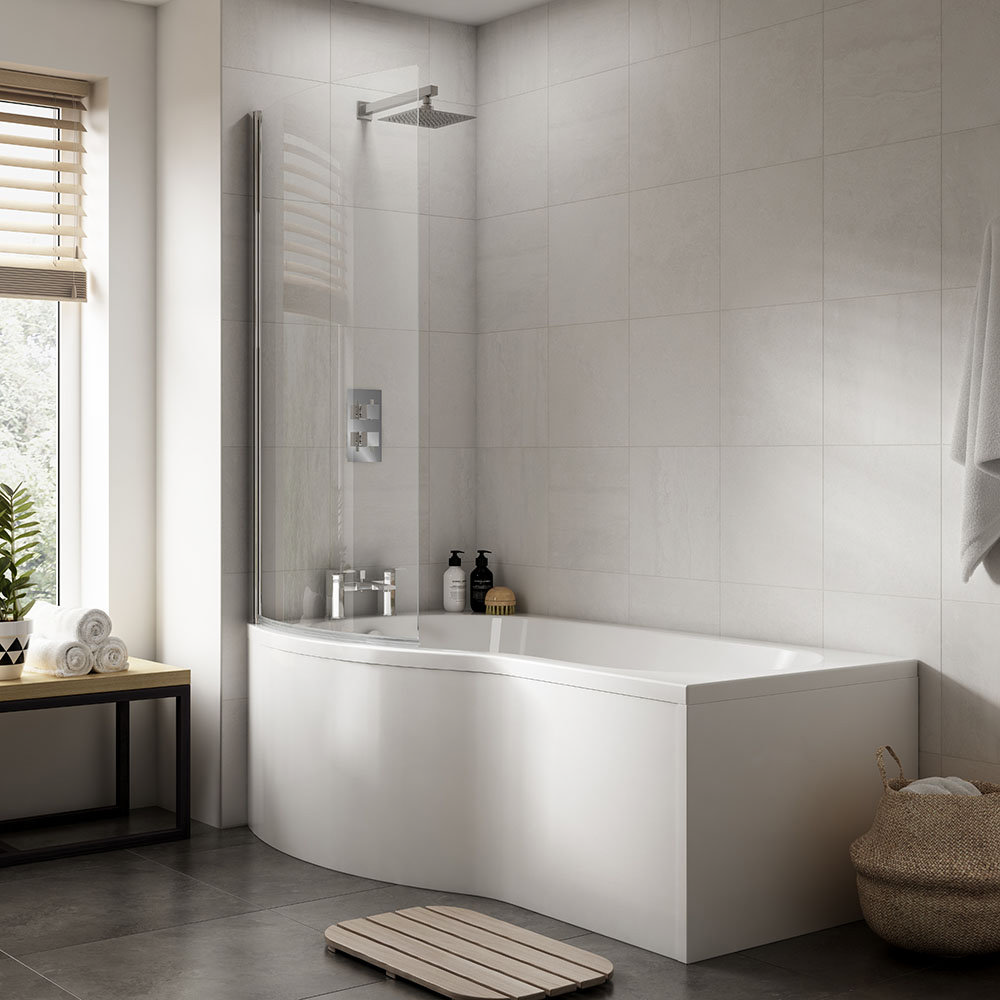 Cruze B Shaped Shower Bath (1700mm) with Screen & Panel