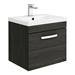 Brooklyn Bathroom Suite - Black with Chrome Handle - 500mm Wall Hung Vanity & Toilet profile small image view 2 