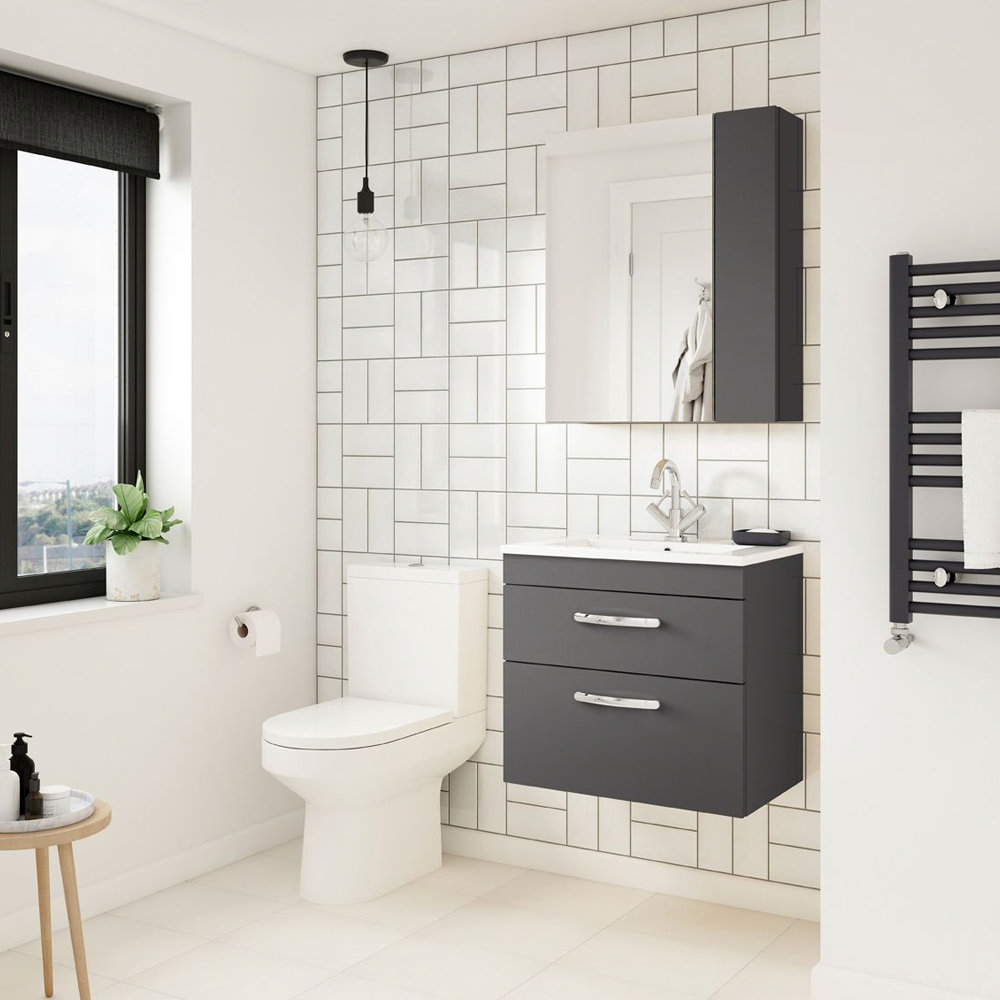 Brooklyn 600mm Gloss Grey Bathroom Mirror & Fascia Victorian