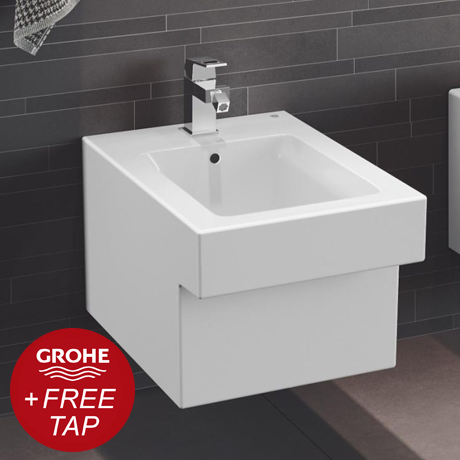Grohe Cube Wall Hung Bidet Package (Tap + Waste Included)