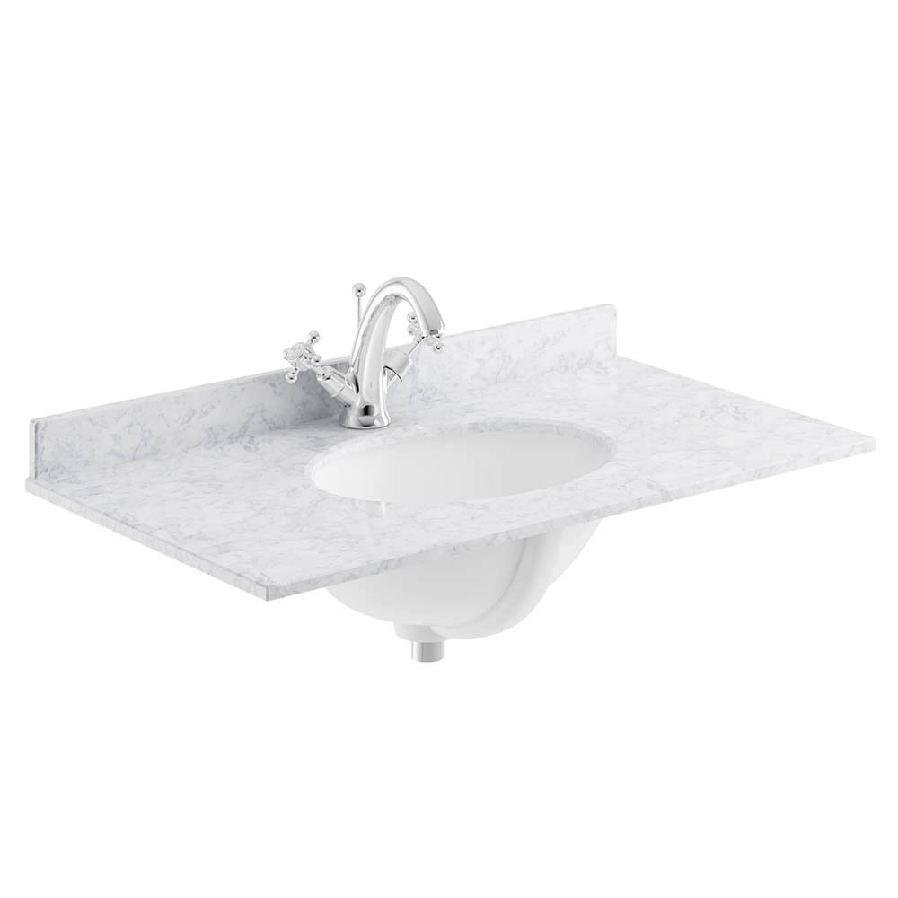 Bayswater 600mm 1TH White Marble Single Bowl Basin Top