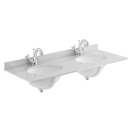 Bayswater 1200mm 1TH Grey Marble Double Bowl Basin Top