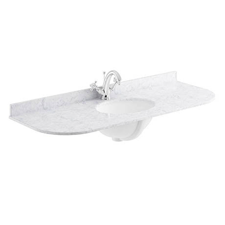 Bayswater 1200mm 1TH Curved White Marble Single Bowl Basin Top
