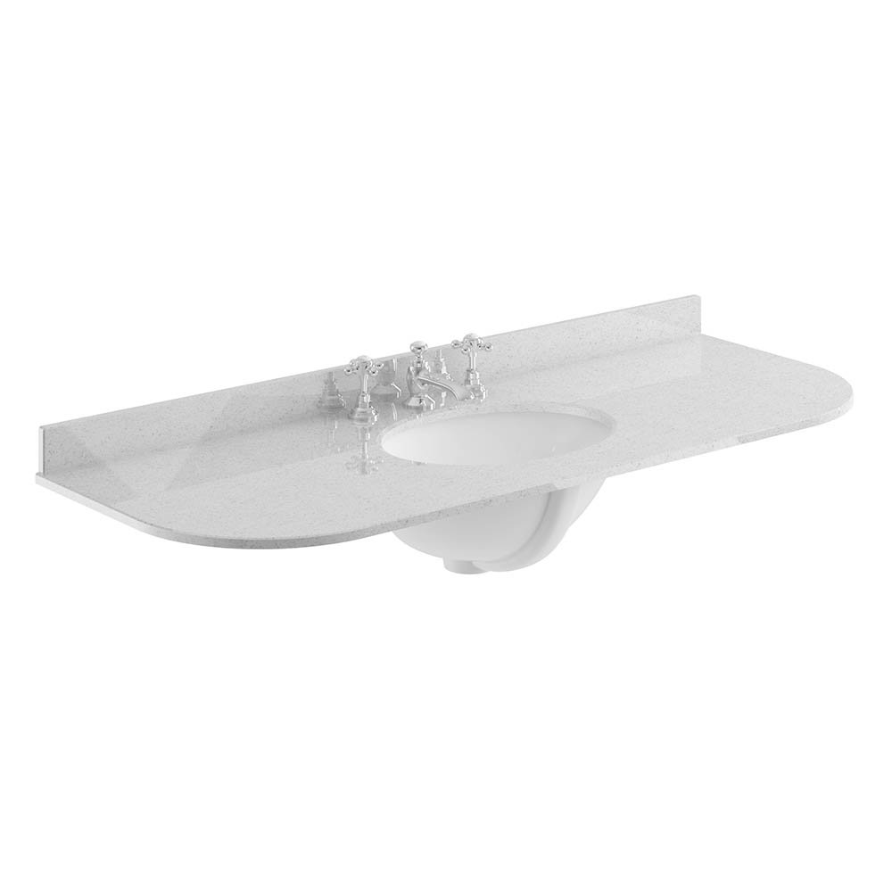Bayswater 1200mm 3TH Curved Grey Marble Single Bowl Basin Top