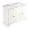 Bayswater Pointing White 1200mm 4 Drawer Vanity Unit & 3TH White Marble Double Bowl Basin Top profile small image view 1 