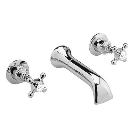 Bayswater White Crosshead 3 Tap Hole Wall Mounted Bath Filler