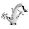 Bayswater White Crosshead Domed Collar Basin Mixer + Pop-Up Waste profile small image view 1 