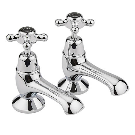 Bayswater Black Crosshead Domed Collar Traditional Bath Taps