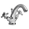 Bayswater Black Crosshead Domed Collar Basin Mixer + Pop-Up Waste profile small image view 1 