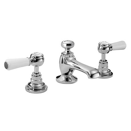 Bayswater White Lever 3 Tap Hole Deck Basin Mixer + Pop-Up Waste