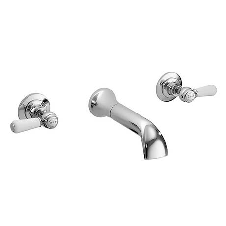 Bayswater White Lever 3 Tap Hole Wall Mounted Bath Filler