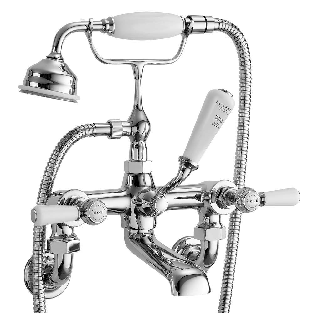 Bayswater White Lever Wall Mounted Bath Shower Mixer