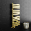 Arezzo Brushed Brass Designer Heated Towel Rail 1080 x 550mm profile small image view 1 