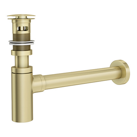 Arezzo Round Brushed Brass Click Clack Basin Waste + Bottle Trap Pack