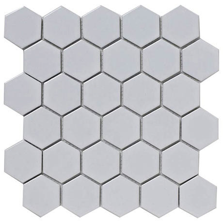 Bct Tiles Shades Of Grey Hexagon Porcelain White Mosaic Tiles 300 X 300mm Bct38320