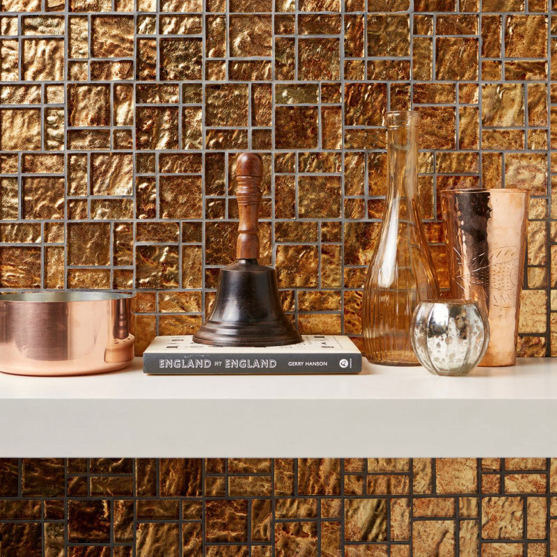BCT Tiles Luxe Bronze Foil Glass Mosaic Tiles 300 x 300mm BCT38627