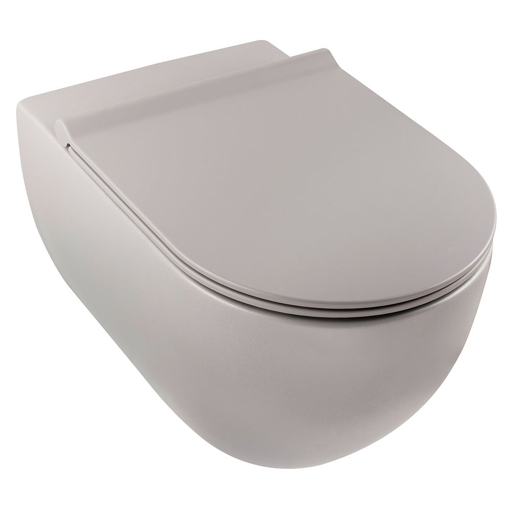 BagnoDesign Koy Matt Grey Rimless Wall Hung Toilet with Soft Close Seat