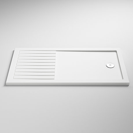 Nuie Rectangular 40mm ABS Capped Acrylic Walk-In Shower Tray with Drying Area