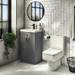 Brooklyn 500mm Gloss Grey Vanity Unit with Brushed Brass Handles profile small image view 4 