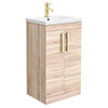 Brooklyn 500mm Natural Oak Vanity Unit with Brushed Brass Handles profile small image view 1 