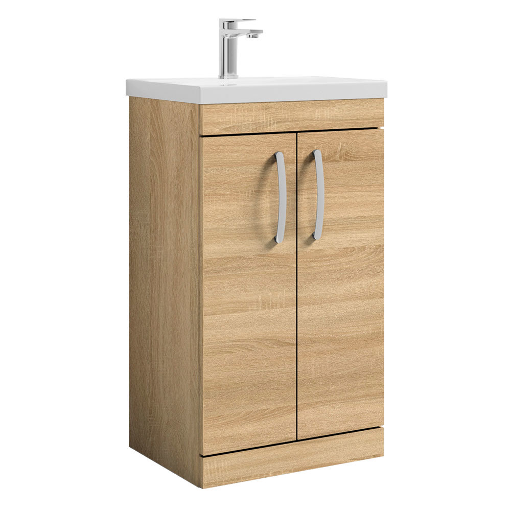 Brooklyn 500 Natural Oak Floor Standing Vanity Unit with ThinEdge Basin
