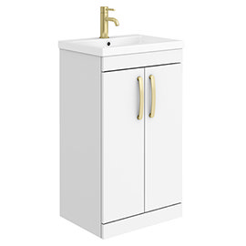 Brooklyn 500mm Gloss White Vanity Unit with Brushed Brass Handles