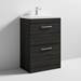 Brooklyn 600 Black Floor Standing 2 Drawer Vanity Unit with Thin-Edge Basin profile small image view 4 