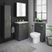 Brooklyn 600mm Gloss Grey Vanity Unit with Brushed Brass Handles profile small image view 4 
