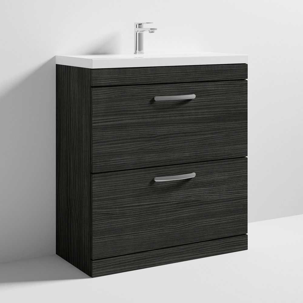 Brooklyn 800 Black Floor Standing Vanity Unit with Thin-Edge Basin ...