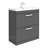 Brooklyn 800mm Gloss Grey 2 Drawer Floor Standing Vanity Unit profile small image view 1 