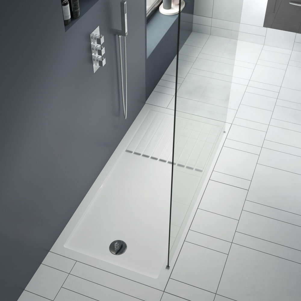 Nuie Rectangular 40mm ABS Capped Acrylic WalkIn Shower Tray with Drying Area at Victorian Nuie Rectangular 40mm ABS Capped Acrylic WalkIn Shower Tray with Drying Area at Victorian