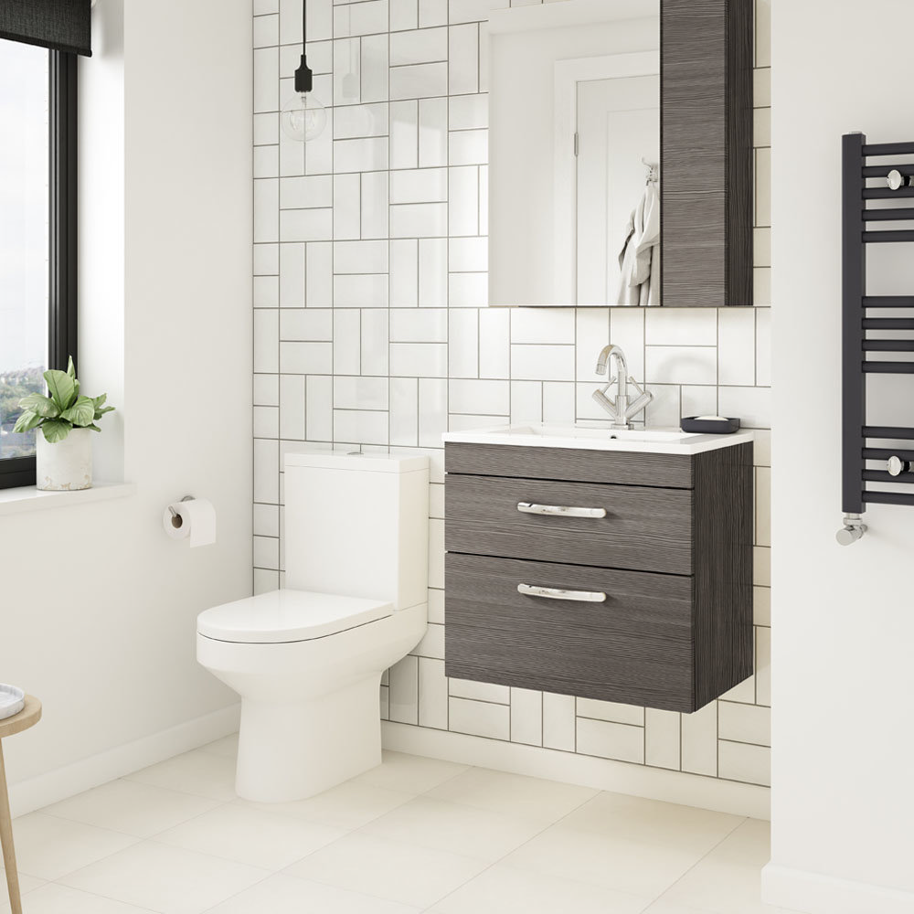 Brooklyn Grey Avola Cloakroom Suite (Wall Hung Vanity + Toilet)