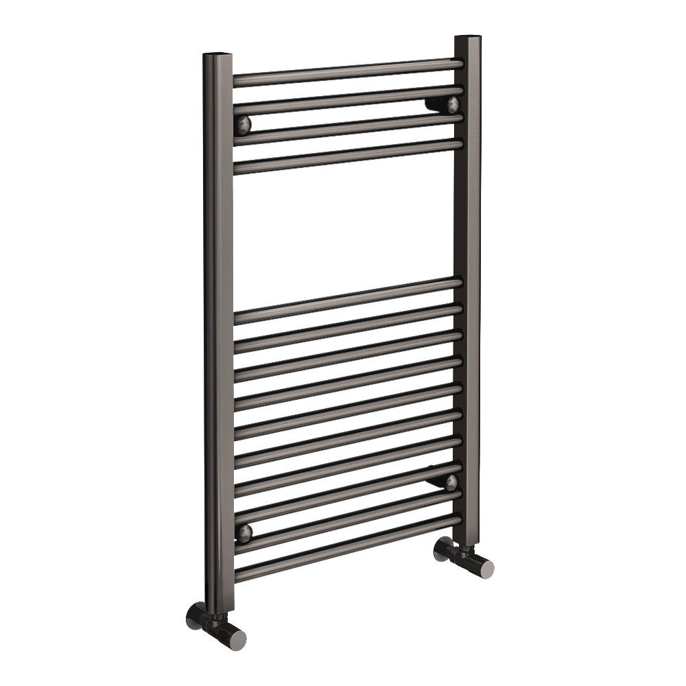 Brooklyn 800 x 500mm Satin Gunmetal Grey Straight Heated Towel Rail Victorian Plumbing UK