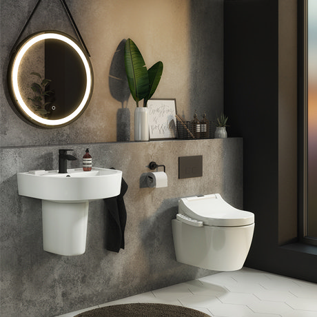 Bianco Wall Hung Smart Bidet Toilet and Basin Suite