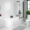 Arezzo Shower Bath (1700mm J Shaped with Matt Black Screen + Curved Panel) profile small image view 1 