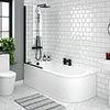 Arezzo Shower Bath (1700mm J Shaped with Matt Black Screen + Curved Panel) profile small image view 2 