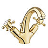 Crosswater Belgravia Unlacquered Brass Crosshead Highneck Monobloc Basin Tap with Pop-up Waste - BL112DPQ profile small image view 1 