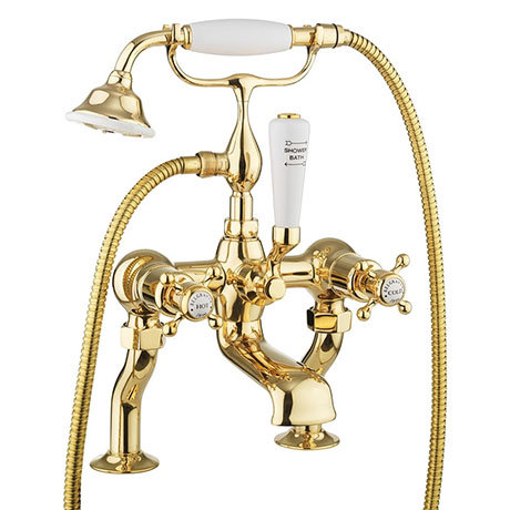 Crosswater Belgravia Unlacquered Brass Crosshead Bath Shower Mixer with Kit - BL422DQ