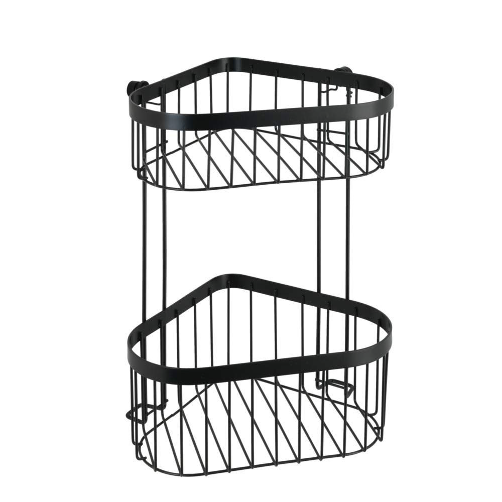 Black 2-Tier Corner Wire Shower Basket